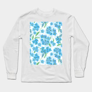 Forget me not watercolor flowers Long Sleeve T-Shirt